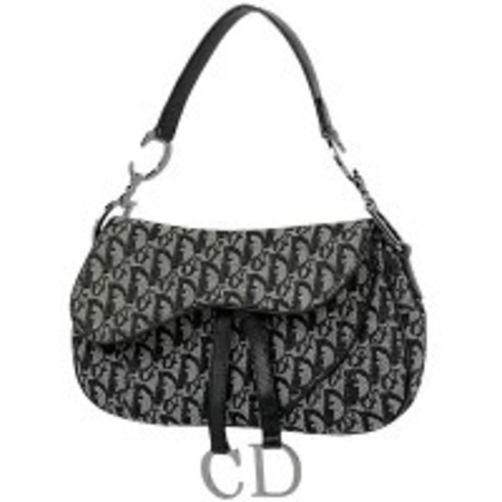Christian Dior Trotter saddle bag handbag Hobo canvas black